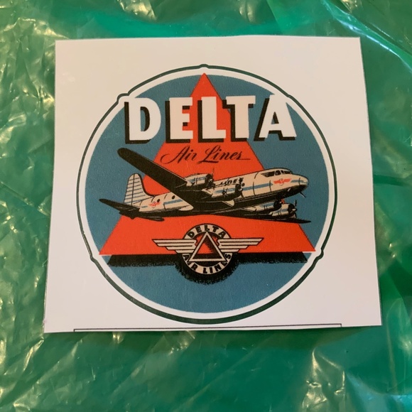 DELTA AIR LINES AIRLINES 1950s DESIGN LOGO DECAL / STICKER Jet Red Teal 2.5” - Picture 2 of 3